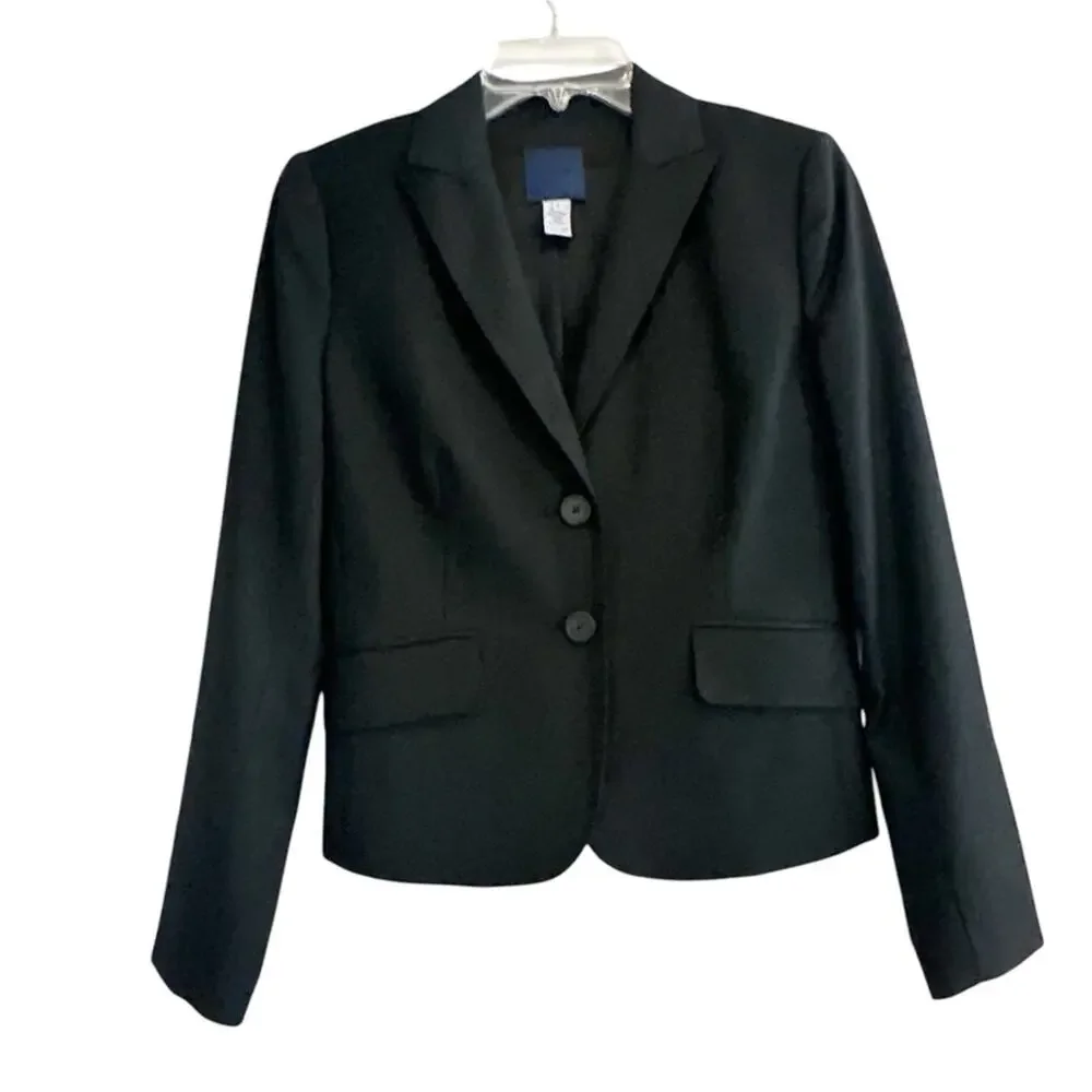 J Crew 100% Wool Solid Navy Blue Blazer Classic Retro Blue Label Size 4 Preppy